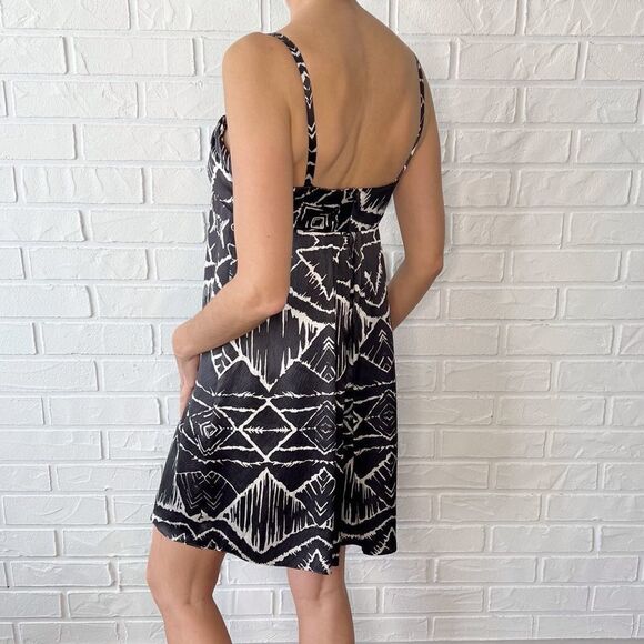 NWT Vtg 90s Y2K Cynthia Steffe pure Silk Geometric Print Babydoll Dress 6 - Picture 2 of 14